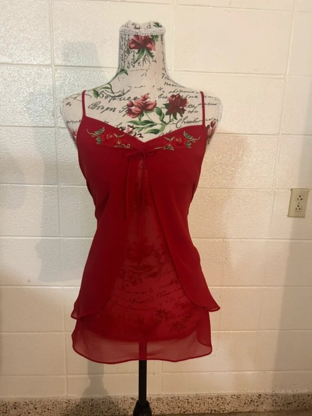 Red Babydoll Embroidered Dress